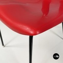 Italian mid-century modern Chair in red plastic and black metal, 1960s