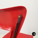 Italian mid-century modern Chair in red plastic and black metal, 1960s