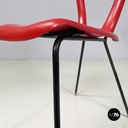 Italian mid-century modern Chair in red plastic and black metal, 1960s