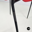 Italian mid-century modern Chair in red plastic and black metal, 1960s