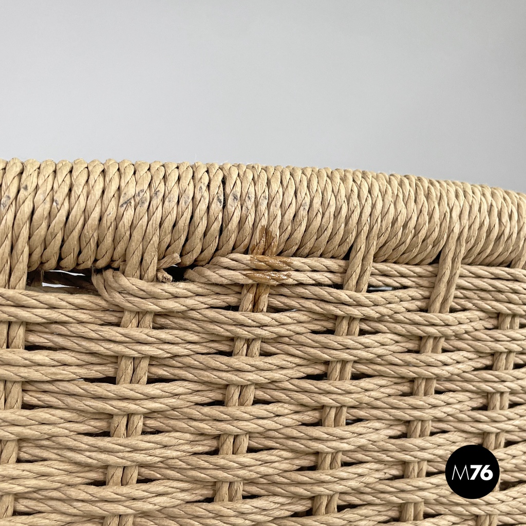 Italian mid-century modern armchairs with metal structure and beige rope, 1960s