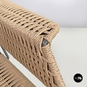 Italian mid-century modern armchairs with metal structure and beige rope, 1960s