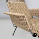 Italian mid-century modern armchairs with metal structure and beige rope, 1960s