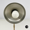 Italian mid-century modern Adjustable table lamp in green metal and brass, 1950s