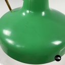 Italian mid-century modern Adjustable table lamp in green metal and brass, 1950s