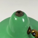 Italian mid-century modern Adjustable table lamp in green metal and brass, 1950s