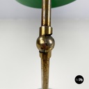 Italian mid-century modern Adjustable table lamp in green metal and brass, 1950s