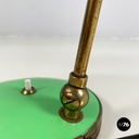Italian mid-century modern Adjustable table lamp in green metal and brass, 1950s