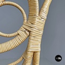 Italian antique rattan chairs with round decorations and red pillows early 1900s