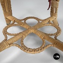 Italian antique rattan chairs with round decorations and red pillows early 1900s