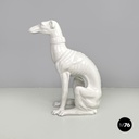 French modern white ceramic greyhound dog sculpture by Roche Bobois, 1980s