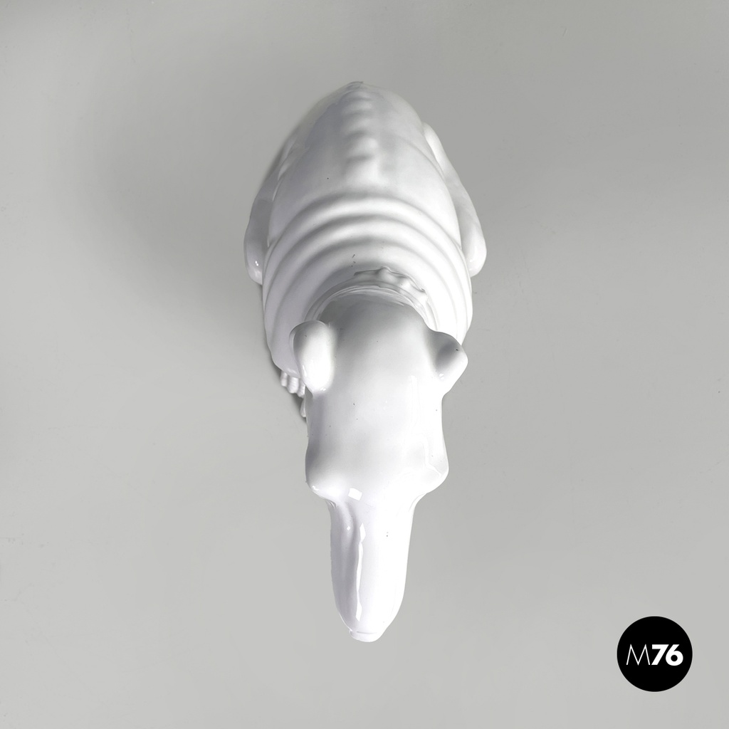 French modern white ceramic greyhound dog sculpture by Roche Bobois, 1980s