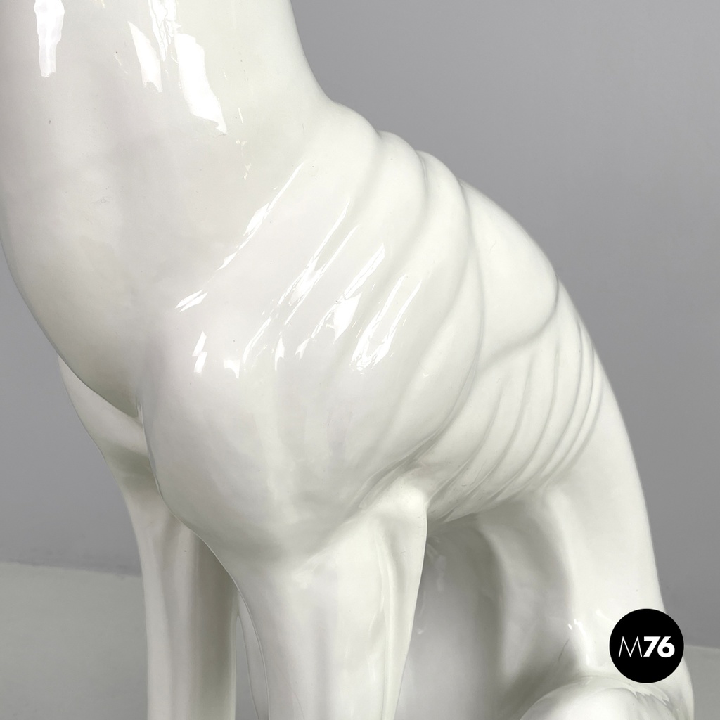 French modern white ceramic greyhound dog sculpture by Roche Bobois, 1980s