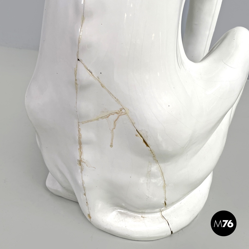 French modern white ceramic greyhound dog sculpture by Roche Bobois, 1980s