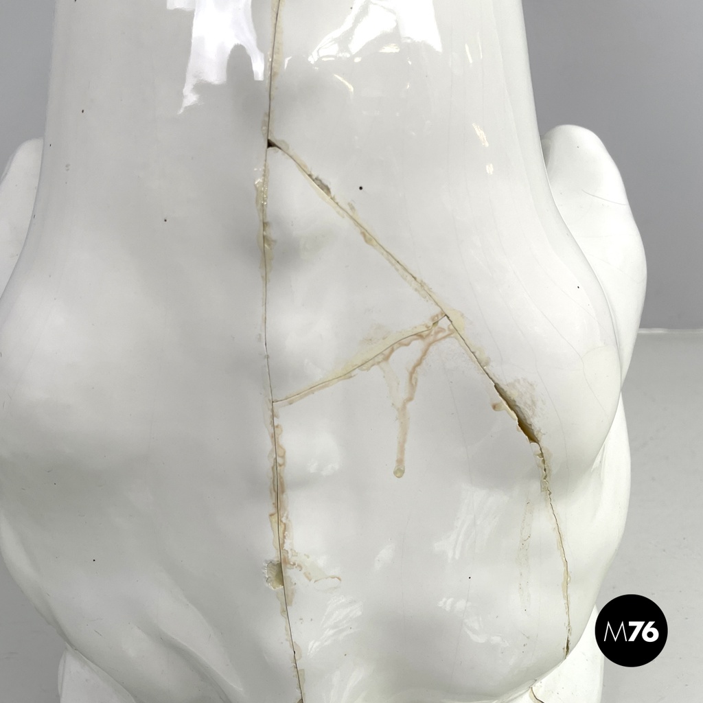 French modern white ceramic greyhound dog sculpture by Roche Bobois, 1980s