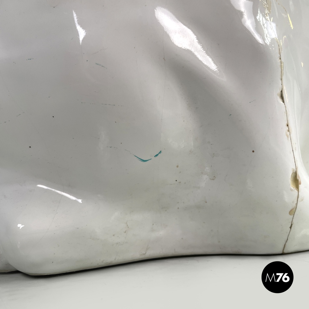 French modern white ceramic greyhound dog sculpture by Roche Bobois, 1980s