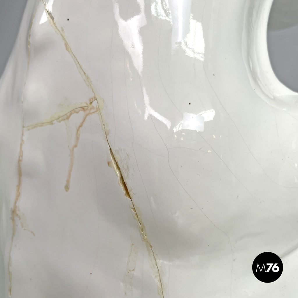 French modern white ceramic greyhound dog sculpture by Roche Bobois, 1980s