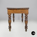 Italian antique wooden dining table with one drawer and brass handle, 1800s