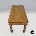 Italian antique wooden dining table with one drawer and brass handle, 1800s