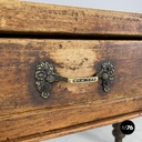 Italian antique wooden dining table with one drawer and brass handle, 1800s