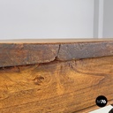 Italian antique wooden dining table with one drawer and brass handle, 1800s