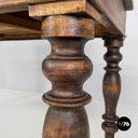 Italian antique wooden dining table with one drawer and brass handle, 1800s