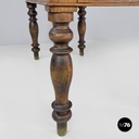 Italian antique wooden dining table with one drawer and brass handle, 1800s