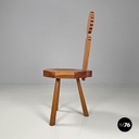 Italian modern wooden chairs with hexagonal and seat scalloped decoration, 1970s