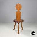 Italian modern wooden chairs with hexagonal and seat scalloped decoration, 1970s