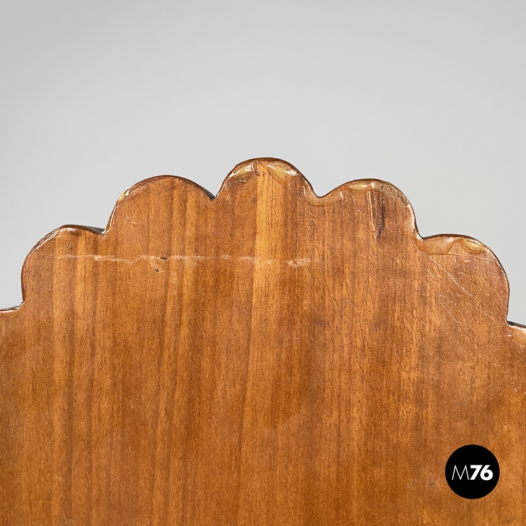 Italian modern wooden chairs with hexagonal and seat scalloped decoration, 1970s