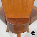 Italian modern wooden chairs with hexagonal and seat scalloped decoration, 1970s