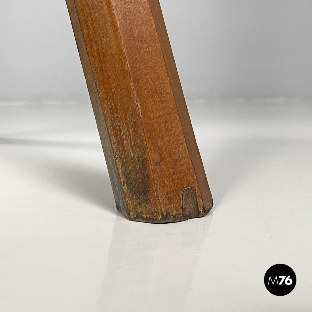 Italian modern wooden chairs with hexagonal and seat scalloped decoration, 1970s