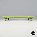 Italian modern green daybed or bed in metal and wood with red straps, 1980s