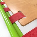 Italian modern green daybed or bed in metal and wood with red straps, 1980s