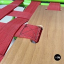 Italian modern green daybed or bed in metal and wood with red straps, 1980s
