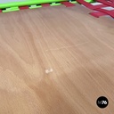 Italian modern green daybed or bed in metal and wood with red straps, 1980s