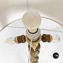 Italian mid-century modern twisted green wood, fabric & brass floor lamp, 1950s