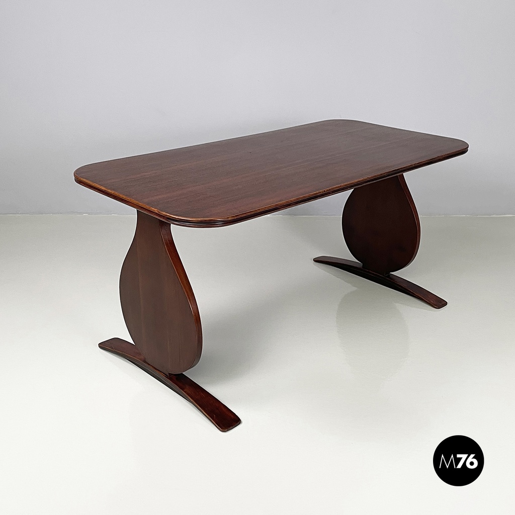 Italian mid-century modern rectangular coffee table in wood, 1950s