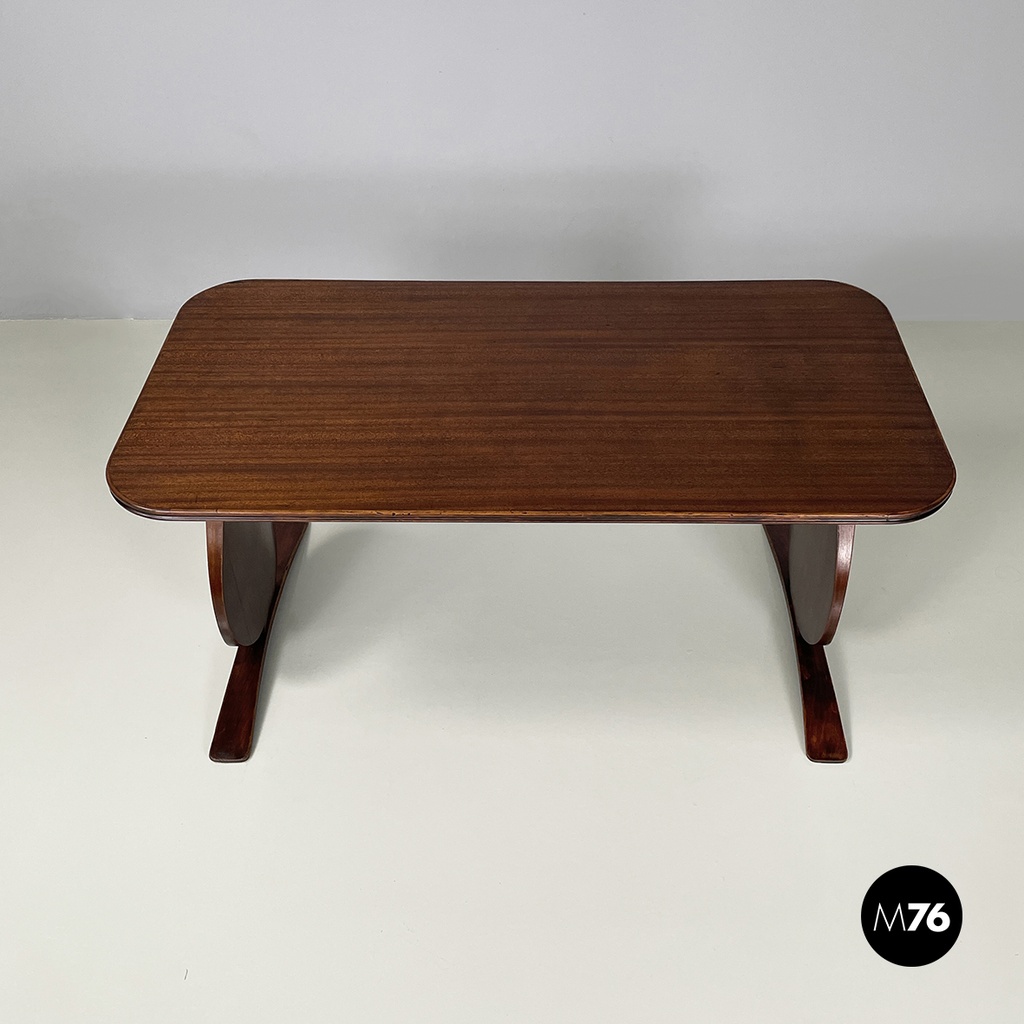 Italian mid-century modern rectangular coffee table in wood, 1950s
