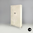 Italian mid-century modern white industrial bathroom two doors cabinet, 1960s