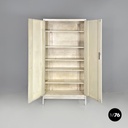 Italian mid-century modern white industrial bathroom two doors cabinet, 1960s