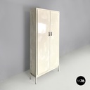 Italian mid-century modern white industrial bathroom two doors cabinet, 1960s