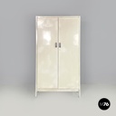 Italian mid-century modern white industrial bathroom two doors cabinet, 1960s