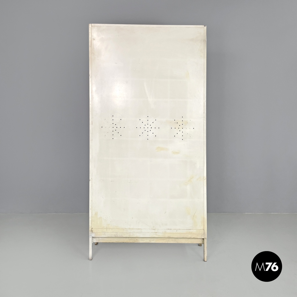 Italian mid-century modern white industrial bathroom two doors cabinet, 1960s
