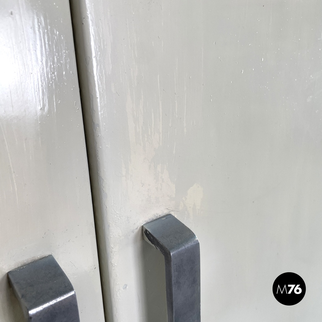 Italian mid-century modern white industrial bathroom two doors cabinet, 1960s