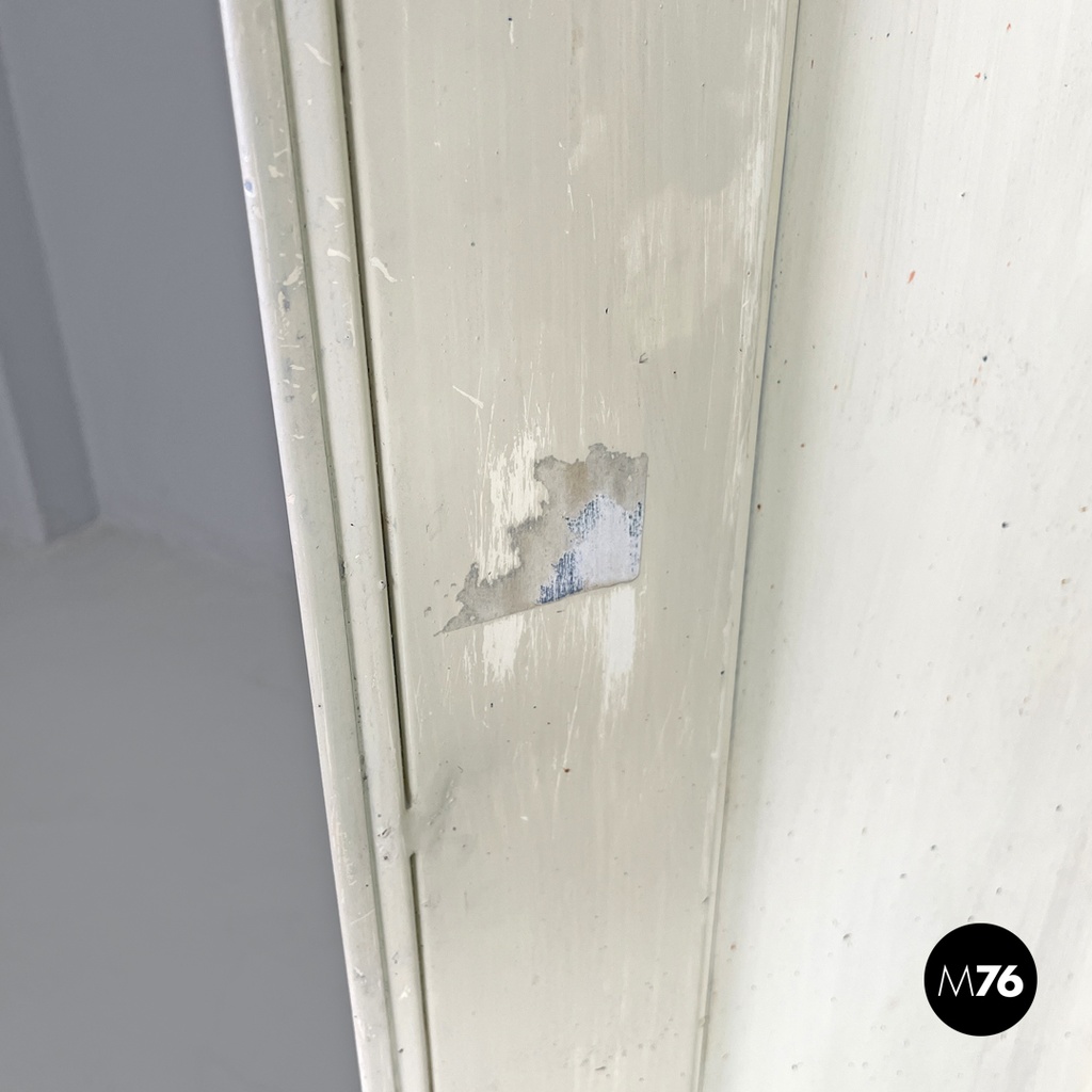 Italian mid-century modern white industrial bathroom two doors cabinet, 1960s