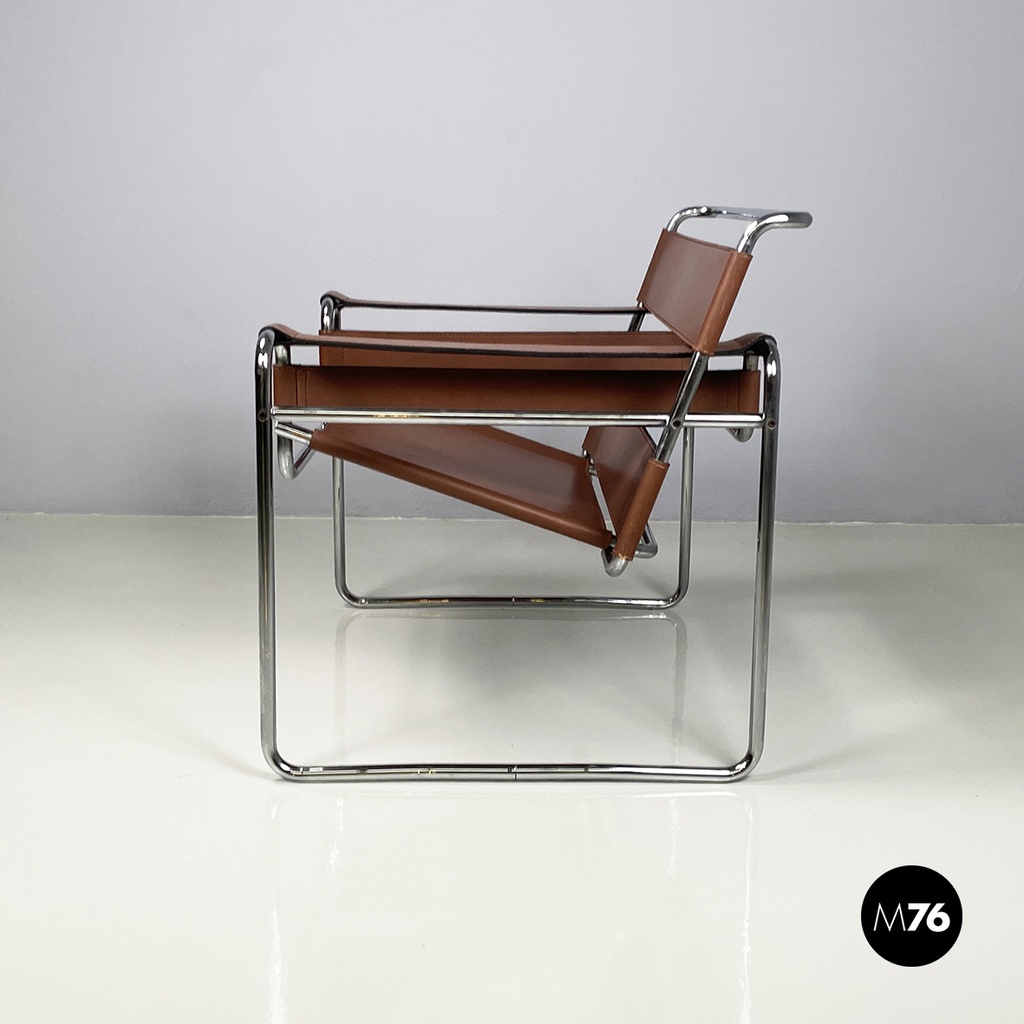 Italian mid-century Brown Armchairs Wassily by Marcel Breuer for Gavina, 1960s