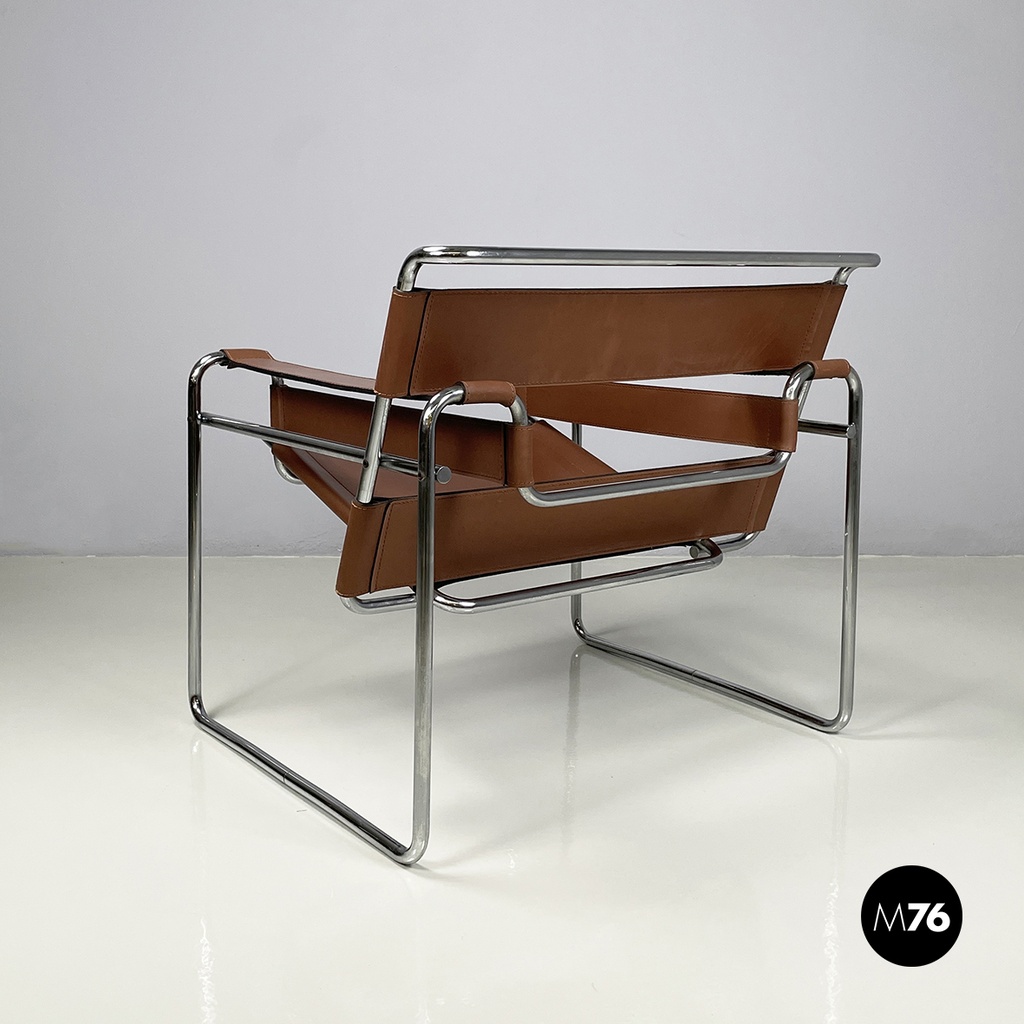 Italian mid-century Brown Armchairs Wassily by Marcel Breuer for Gavina, 1960s