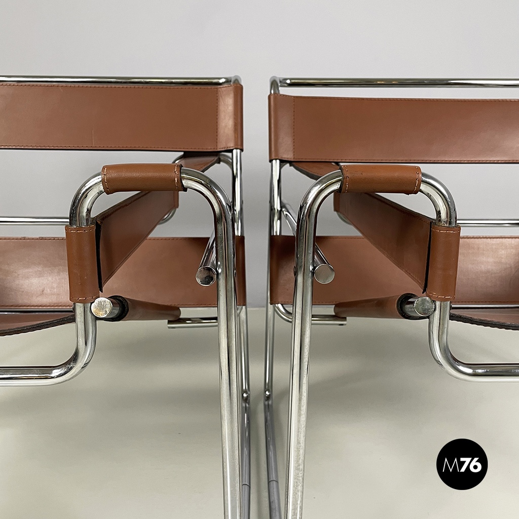 Italian mid-century Brown Armchairs Wassily by Marcel Breuer for Gavina, 1960s
