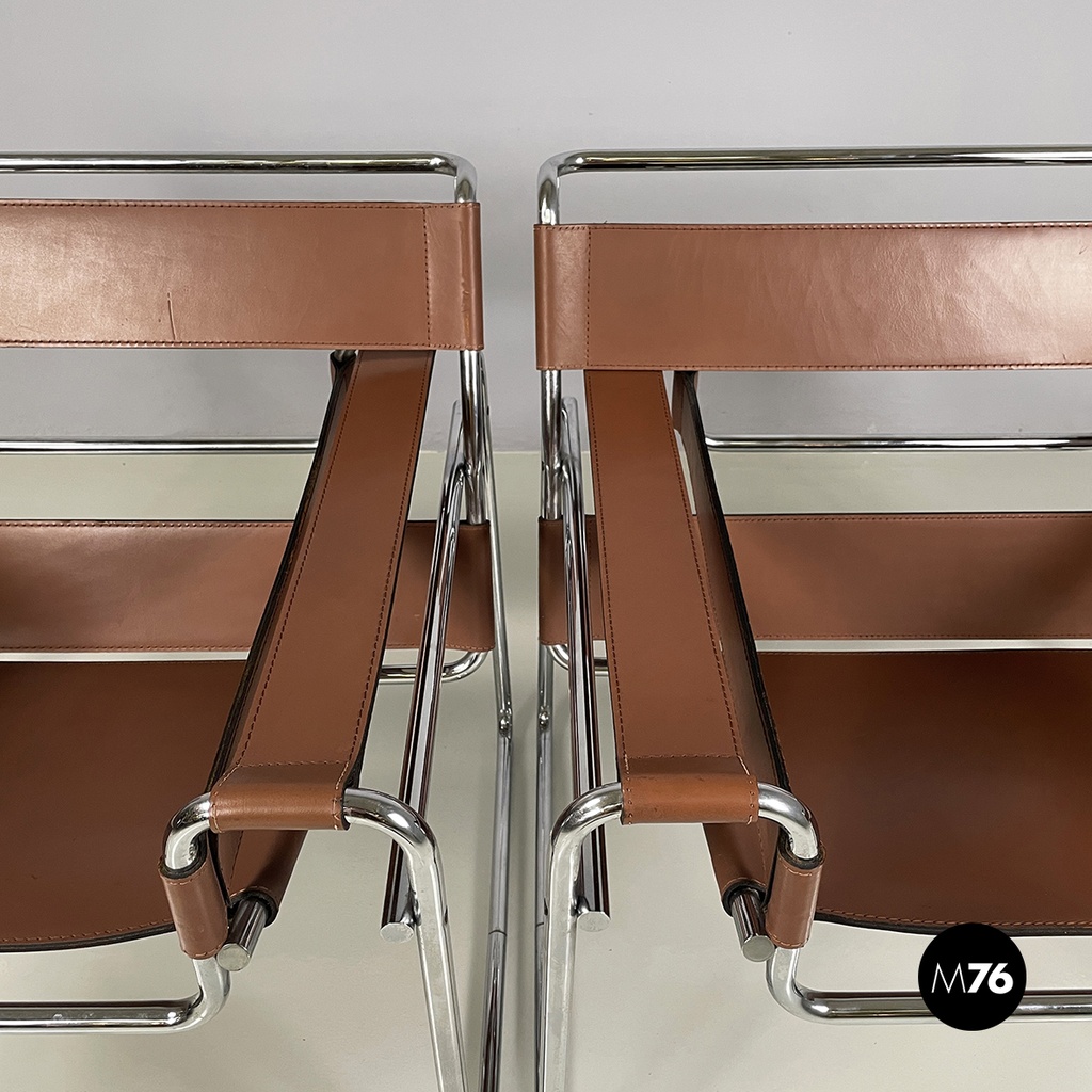 Italian mid-century Brown Armchairs Wassily by Marcel Breuer for Gavina, 1960s